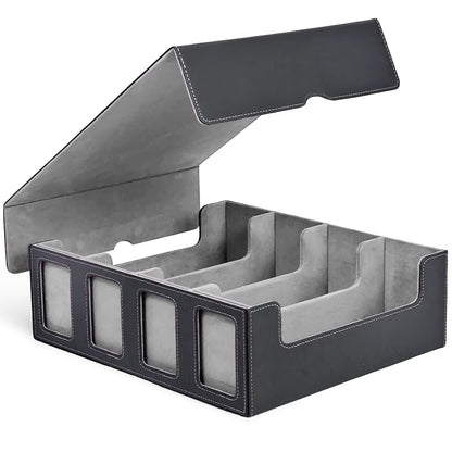 Professional Trading Card Storage Box with Display; 4-Row Deck Case Featuring Removable Lid; Accommodates Over 2400 Cards; Compatible with Magic TCG, PTCG, and Sports Cards
