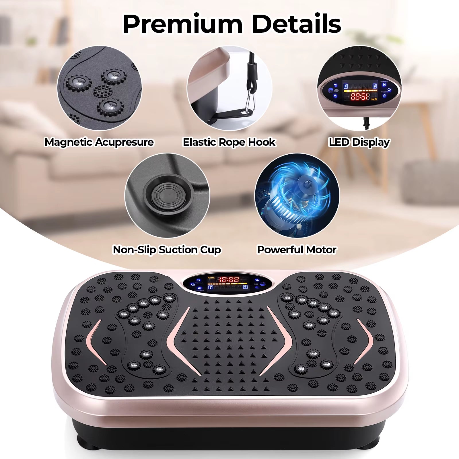 Vibration Plate Exercise Machine - Whole Body Workout Vibration Fitness Platform W/ Loop Bands - Home Training Equipment