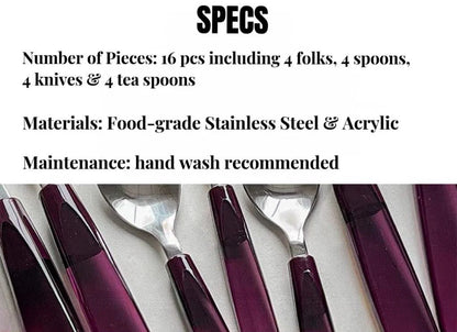 Meteor Flatware Set of 16 Pcs ( $3.5 Each ) - Sleek Modern Cutlery Silverware Set