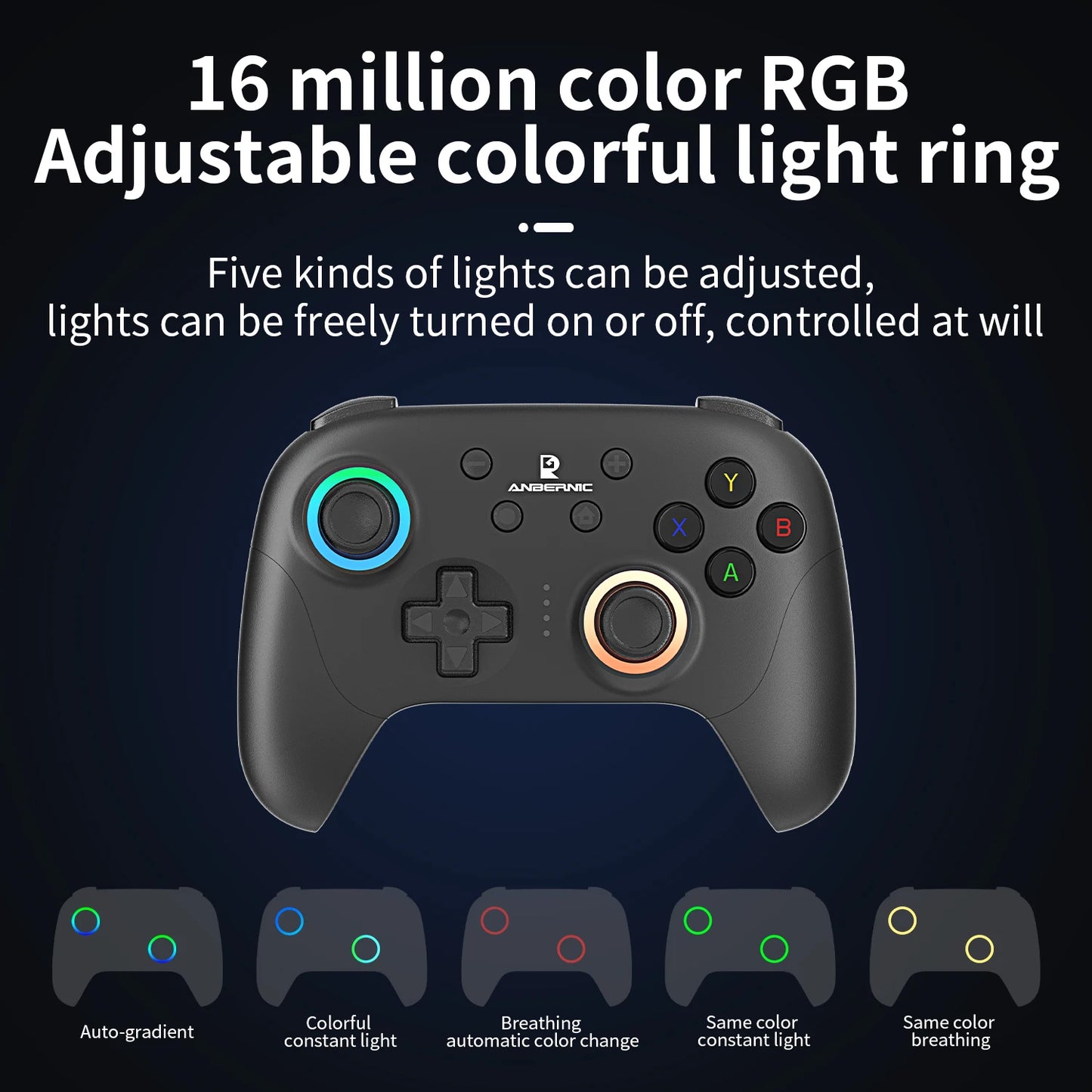 ANBERNIC RG P01 Gamepad Wireless Gaming Controller  Trigger Joystick Macro Key RGB Breathing Light for Switch PC Android IOS