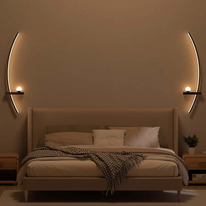 2Pcs Modern Adjustable LED Wall Sconce, 31.5" Arched Metal Bedside Lamp, 3000K Warm Glow, Indoor Use for Bedroom