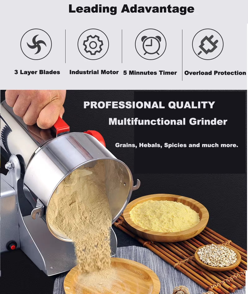 Dry Food Grinder Mill 800G 700G - Grain Spice Herb Cereal Coffee Grinder Gristmill for Flour Powder Crushing