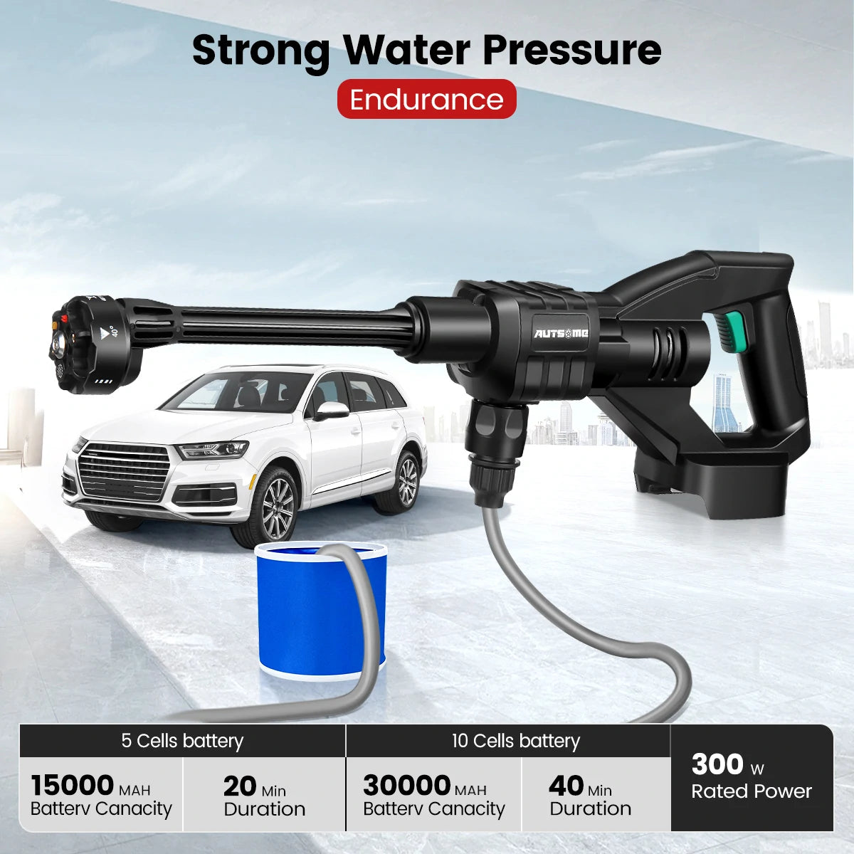 AUTSOME 6 in 1 Cordless Car High Pressure Car Washer Washing Cleaner Machine Water Spayer