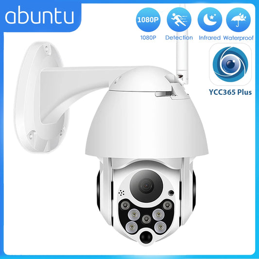YCC365 plus PTZ Wifi Camera Outdoor 1080P HD CCTV Security Camera 4X Zoom Waterproof Speed Dome Wireless Surveillance Camera New