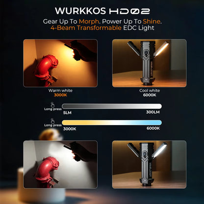 Wurkkos HD02 Rechargeable LED Camping Lamp - 3200 Lumens Portable Searchlight for Outdoor Activities, Fishing, Hunting, and Hiking