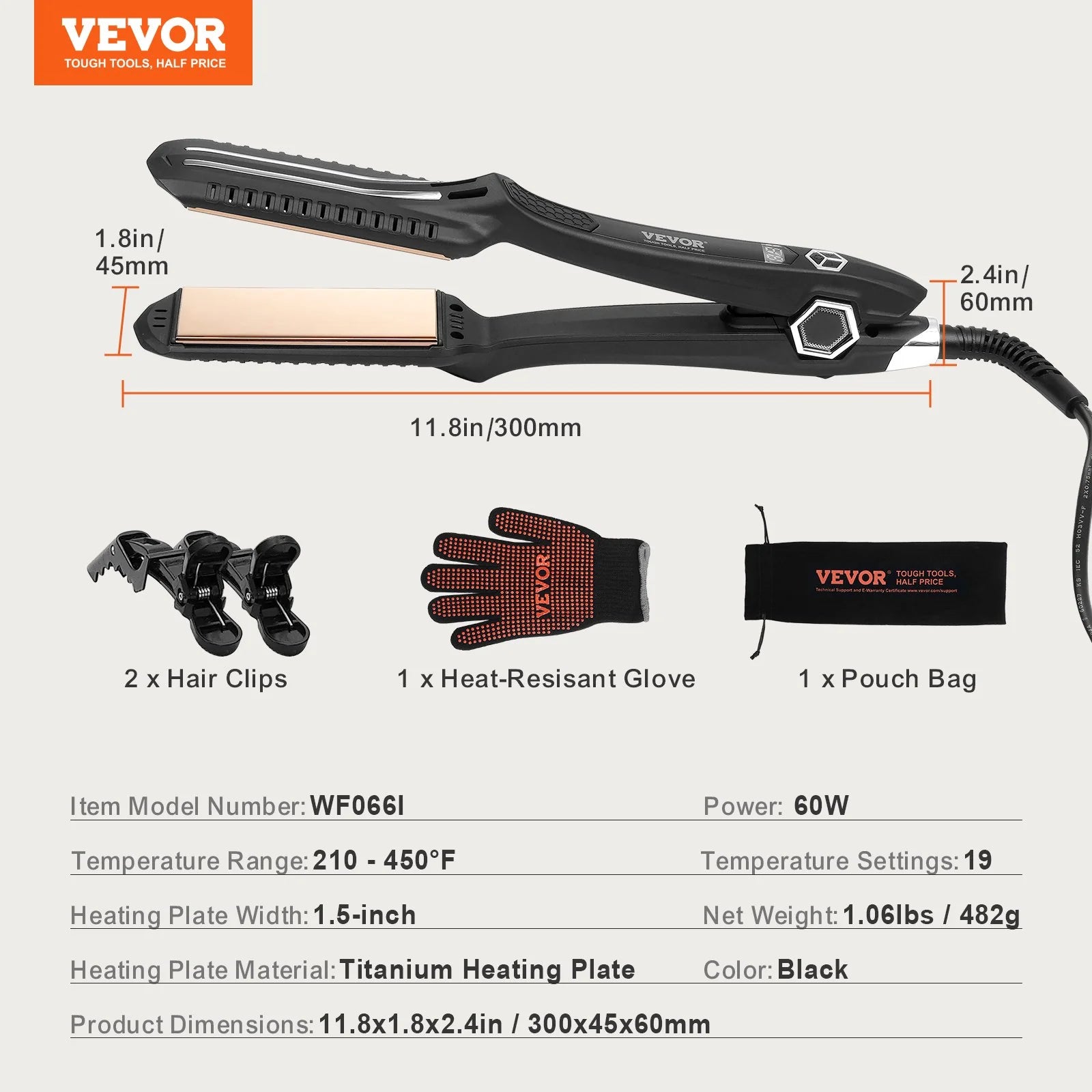 Hair Straightener, 1.5-Inch Titanium Flat Iron, Dual Infrared Hair Straightener Flat Iron with LCD Display and 19 Temp Levels -  Dual Voltage 110V/240V for Salon Home Travel Use
