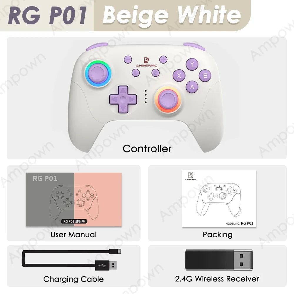 ANBERNIC RG P01 Gamepad Wireless Gaming Controller  Trigger Joystick Macro Key RGB Breathing Light for Switch PC Android IOS