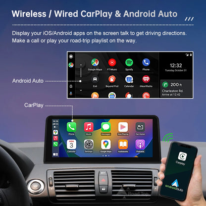 Wireless CarPlay and Android Auto Multimedia Display for BMW 1 Series E81 E82 E87 E88 with CCC and CIC Systems