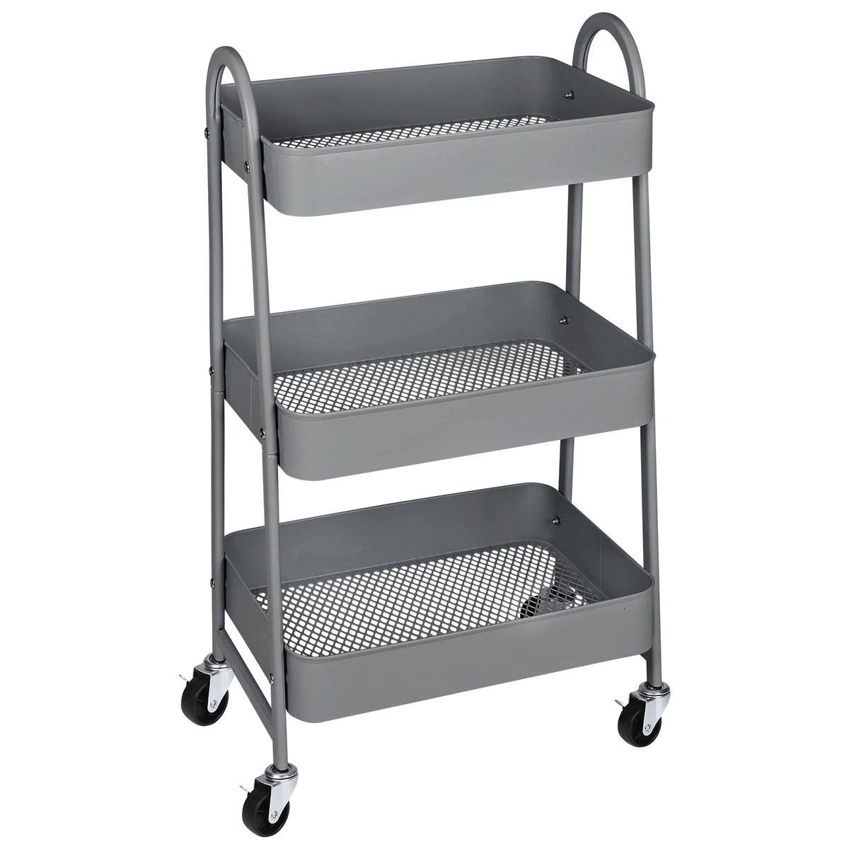 JHK 3-Tier Metal Kitchen Storage Cart with Lockable Wheels - Mobile Shelving Unit for Narrow Spaces and Utility Organization
