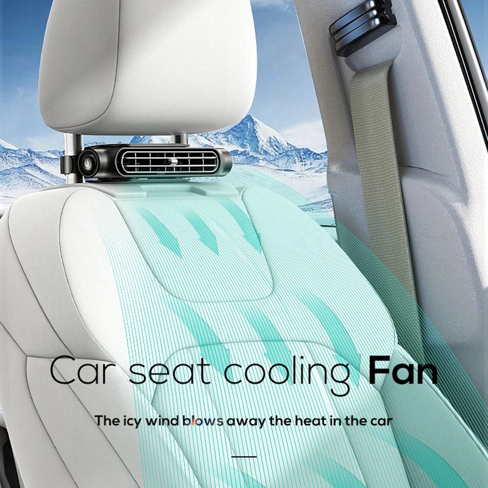 Adjustable USB-Powered Car Headrest Cooling Fan with 3 Speed Settings for Front and Rear Seat Passengers