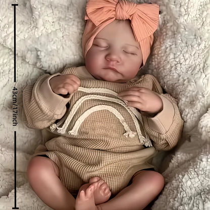 Risbecko Lifelike 43Cm Finished Reborn Doll, like Real Baby Handmade Art Doll, 3D Painted Skin with Visible Veins Vinyl Limbs