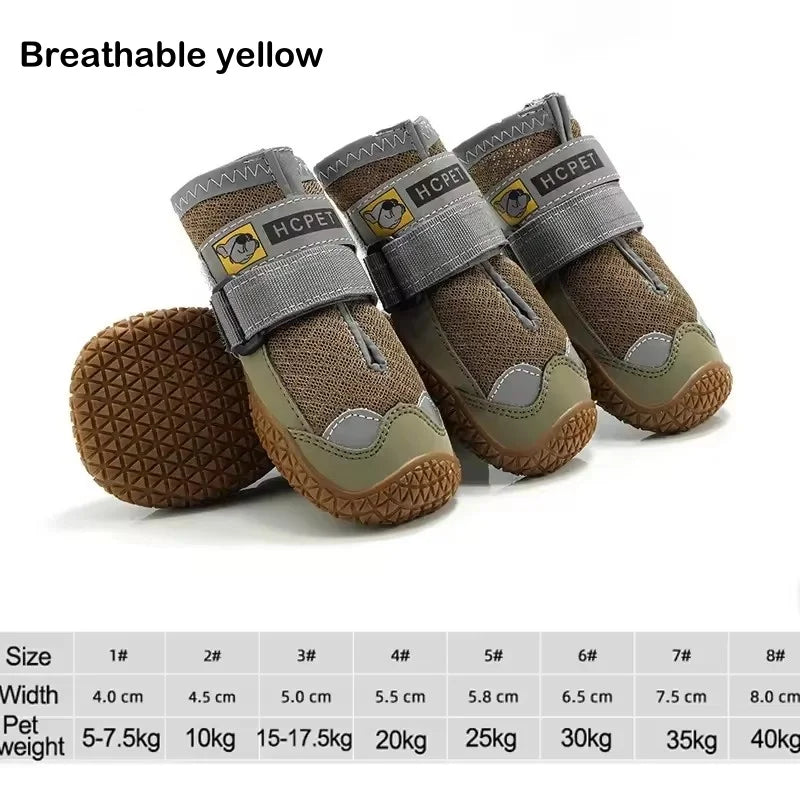 Durable and Breathable 4-Piece Dog Shoe Set for Large Dogs - Anti-Slip Outdoor Footwear for Hiking and Daily Use