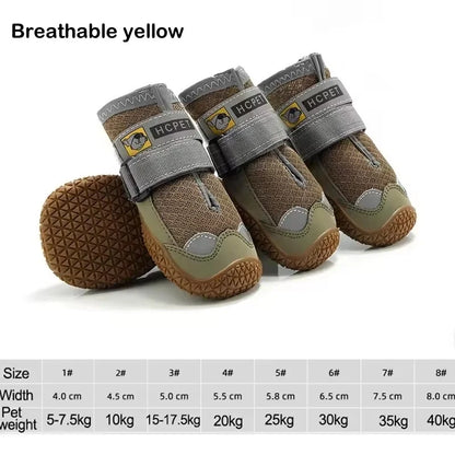 Durable and Breathable 4-Piece Dog Shoe Set for Large Dogs - Anti-Slip Outdoor Footwear for Hiking and Daily Use