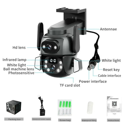 4K 8MP WIFI Security Camera with TUYA APP, Dual Screen, AI Auto - Tracking Smart Life for CCTV Video Camera