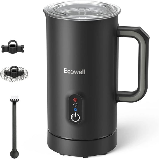  ECOWELL Milk Frother, Frother for Coffee 4 in 1, Milk Steamer Warm and Cold Foam Frother, Milk Steamer and Frother for Latte, Macchiato, Cappuccinos Silent Working 8.1Oz/240 Ml WMMF01 Black