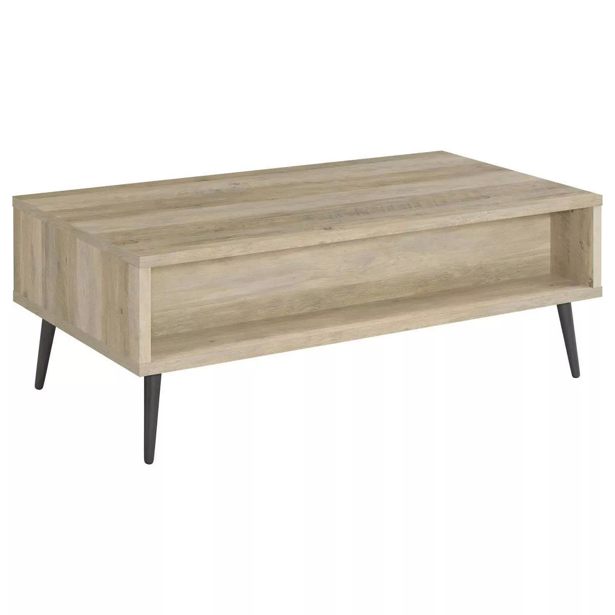 Mid Century Modern Wood Coffee Table with Drawer and Shelf Antique Pine/Gray