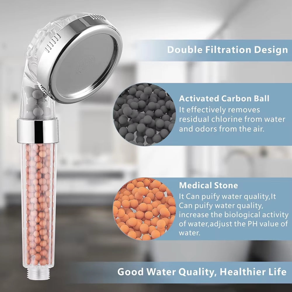 1Pc Filtered Shower Head ABS High Pressure Water Saving Spray Handheld Clear Showerheads with with Filter Beads for Bathroom