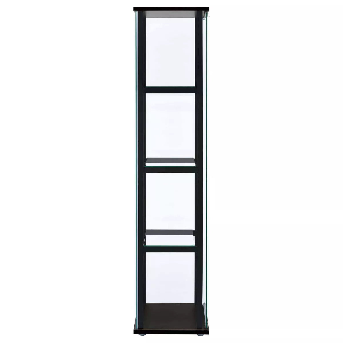 Cyclamen Contemporary 4-Shelf Glass Curio Cabinet in Black and Clear Finish