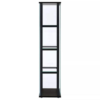 Cyclamen Contemporary 4-Shelf Glass Curio Cabinet in Black and Clear Finish