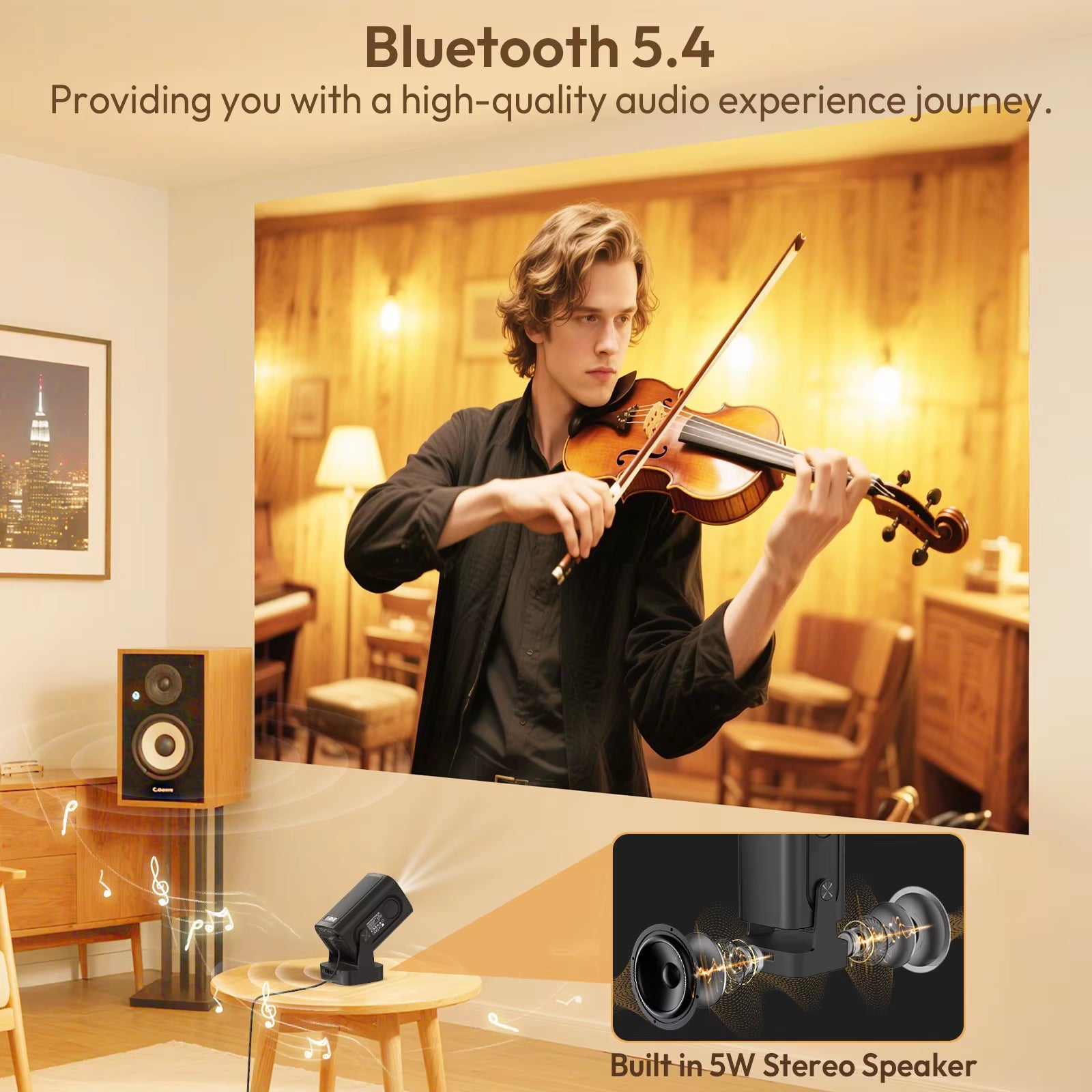 4K HD 300ANSI Projector Cinema Bluetooth Wifi 1080P Android Home Theater Smart