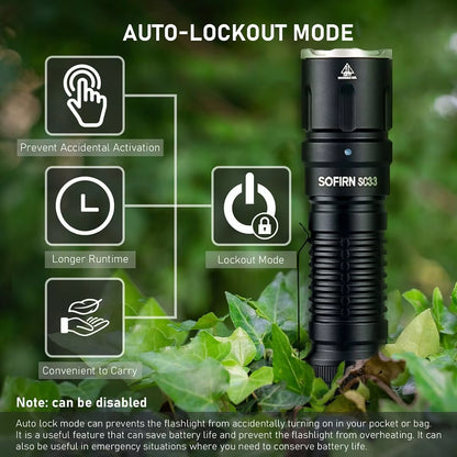 SC33 XHP70.3 HI LED Flashlight Tactical 5200Lm Powerful 21700 USB C Rechargeable Torch with Tail E-Switch Outdoor Light