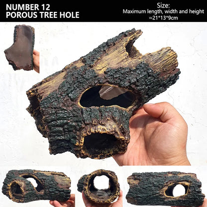 Fish Tank Reptile Box Landscaping Decoration Creative Resin Ornament Lizard Gecko Tree Root Hide Cave Amphibians Terrarium Decor