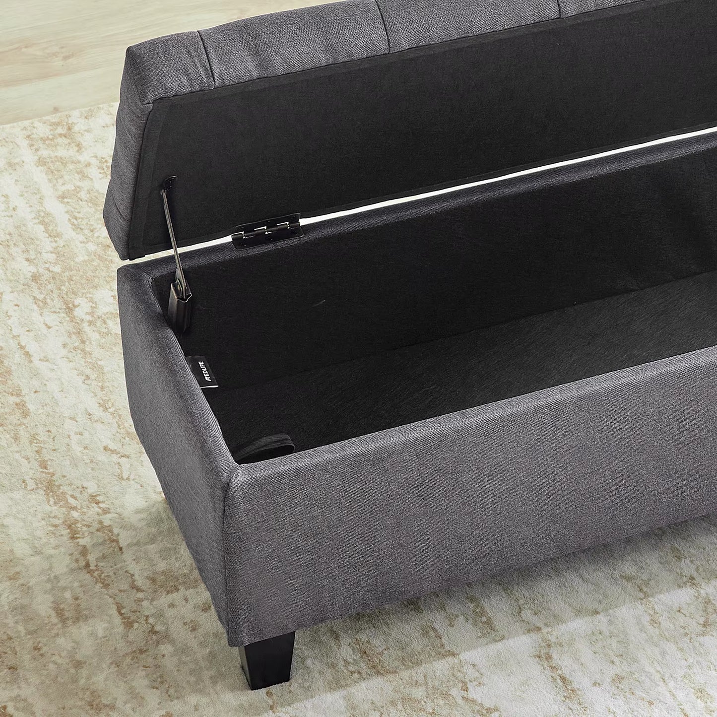 Redlife 42'' Storage Ottoman Bench, Tufted Entryway Bedroom Bench Footrest Stool W/ Flipping Lid Safety Hinge 66 L Storage Space