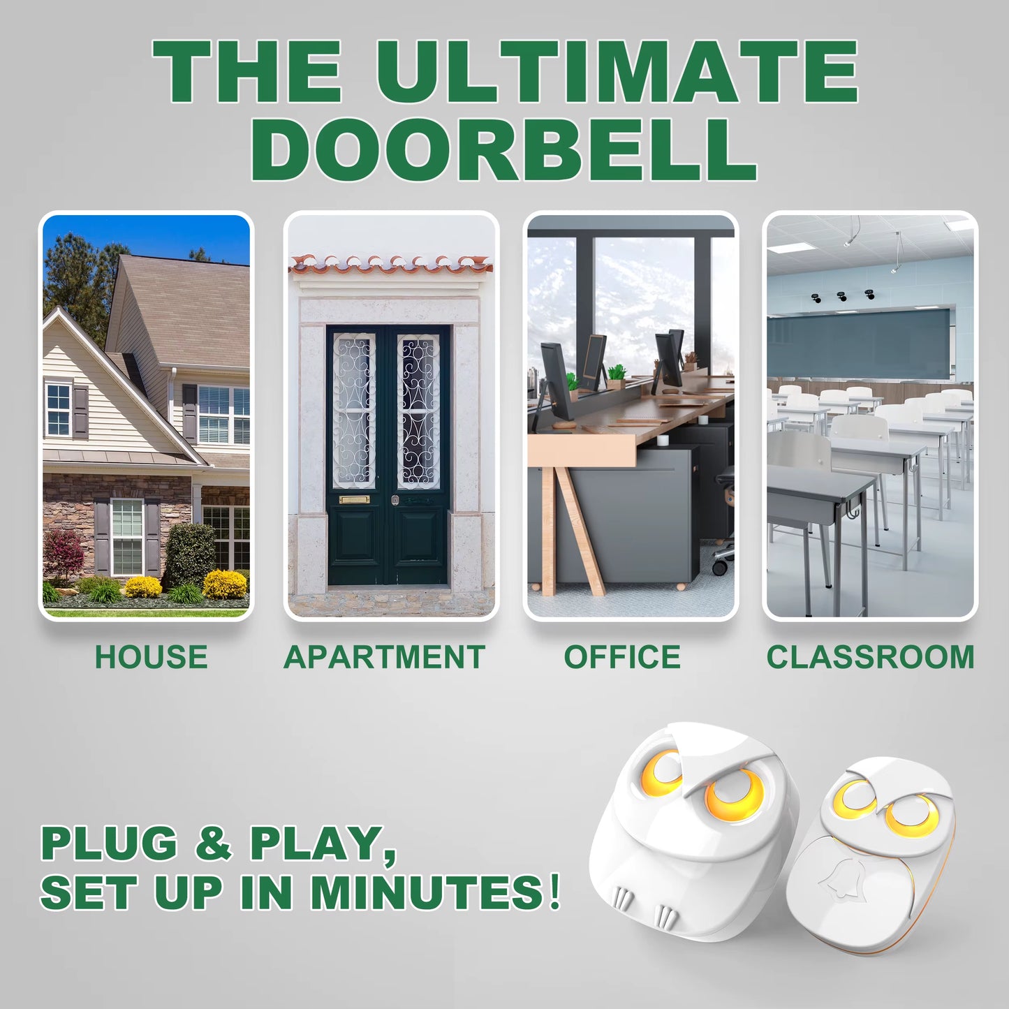 Wireless Doorbell Chime - 300 Meters Long Range Wireless Doorbell Waterproof Outdoor Home Intelligent Door Bell Chime