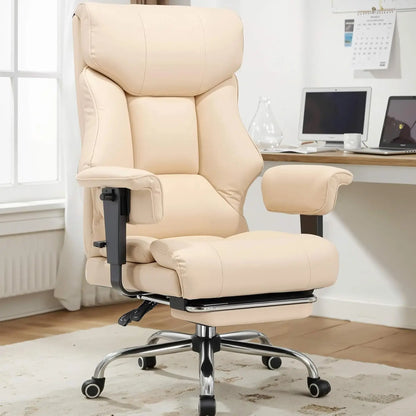 COMHOMA Executive High Back Leather Office Chair for Big and Tall Individuals, 400 lbs Capacity, Ergonomic Lumbar Support with Pocket Spring Cushion