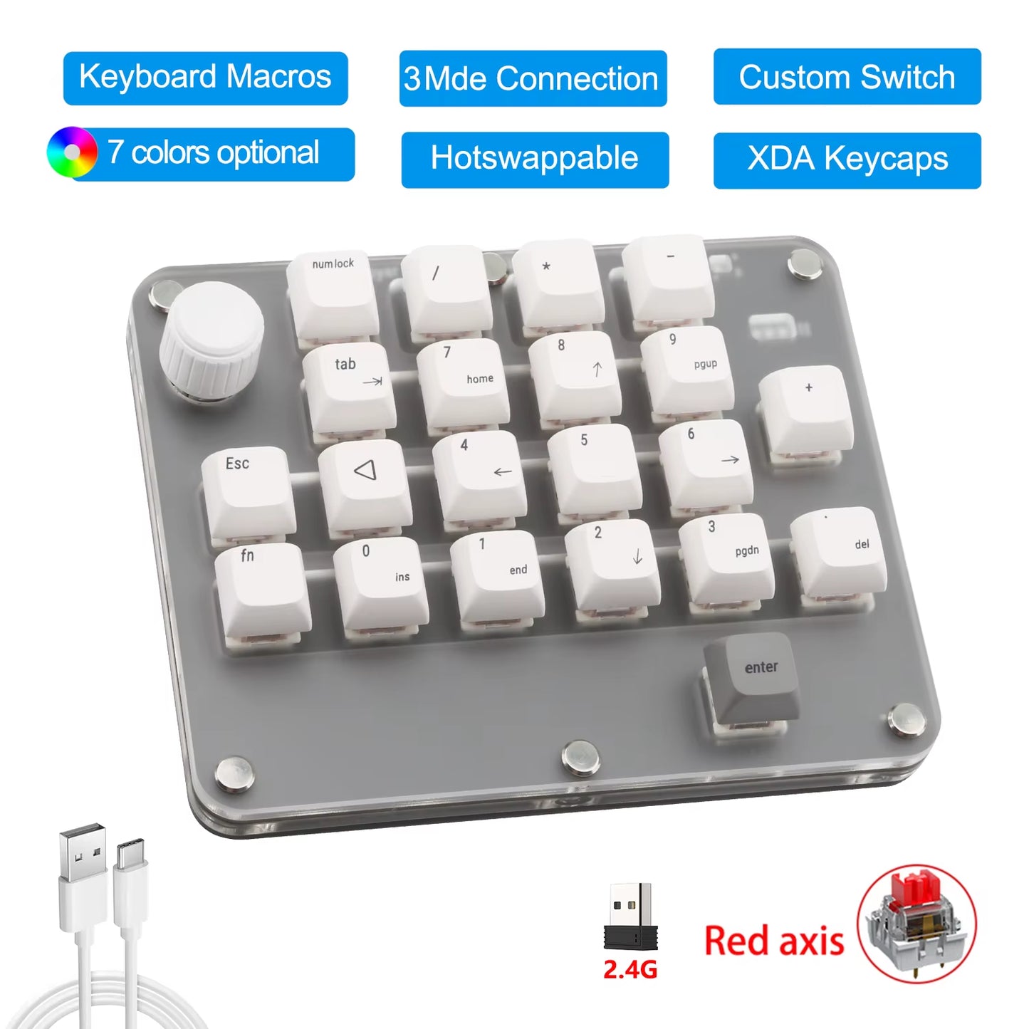 RGB Mechanical Keyboard with Custom Macro Programming PS Gaming Bluetooth Keypad Hotswap for Tablet Keyboard for MX Switch