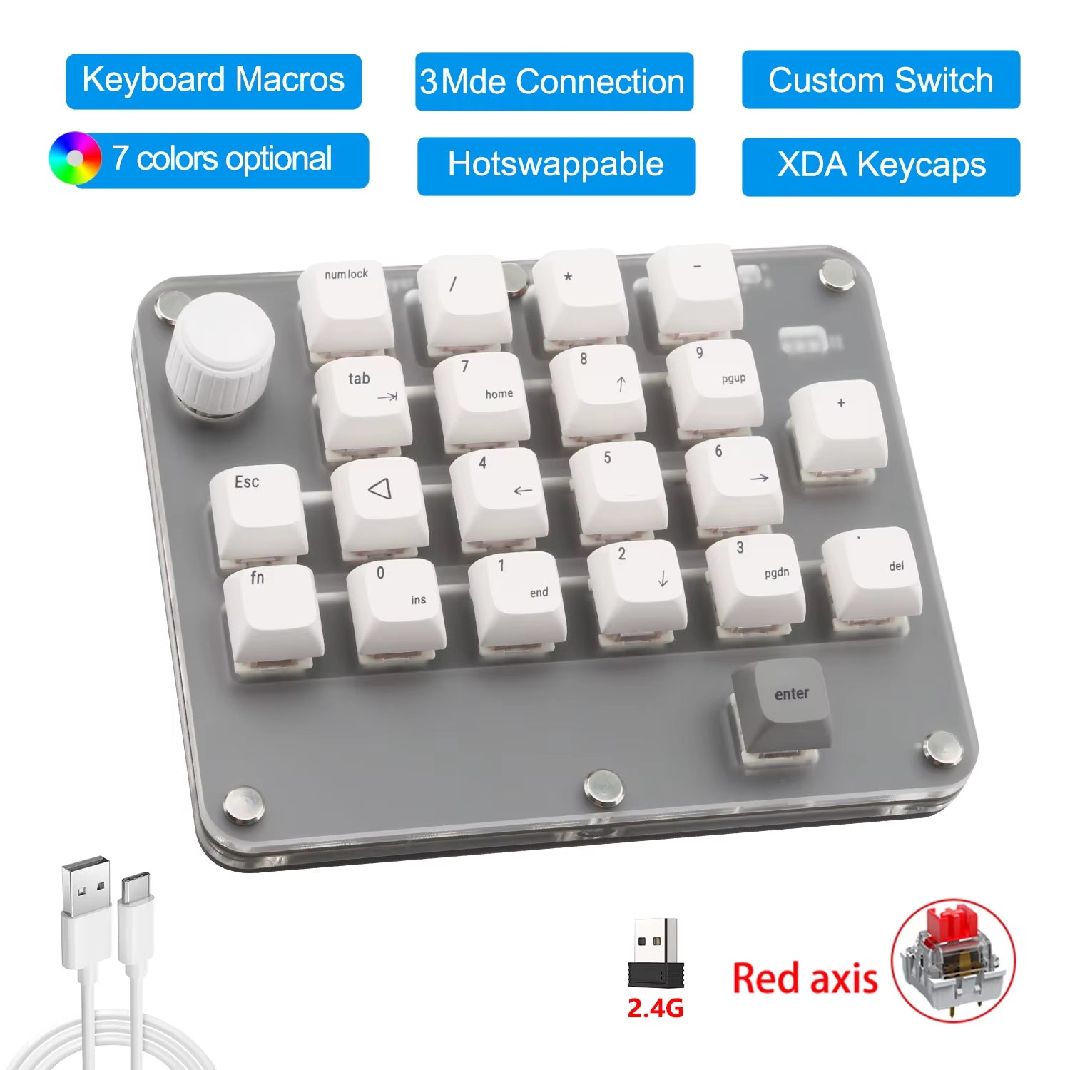 RGB Mechanical Keyboard with Custom Macro Programming PS Gaming Bluetooth Keypad Hotswap for Tablet Keyboard for MX Switch