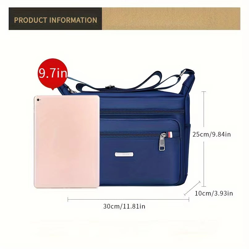 1Pc Men'S Large Capacity Oxford Cloth Casual Crossbody Bag, Travel Versatile Lightweight Shoulder Sling Bag