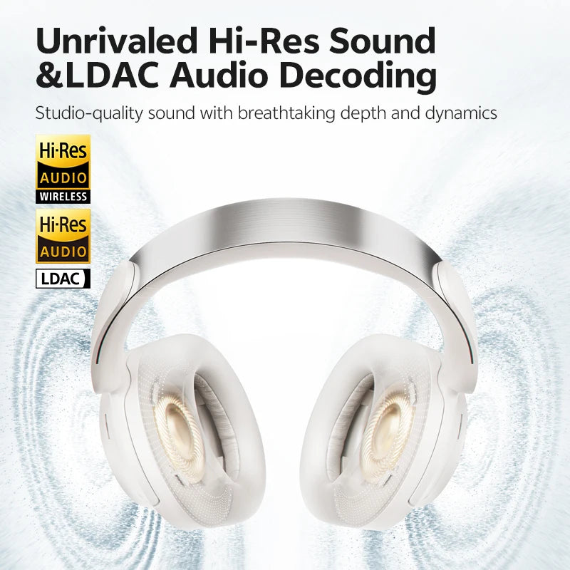 QCY H3S Over-Ear Headphones with Hi-Res LDAC and Spatial Sound, Adaptive ANC, Bluetooth 6.0, 102 Hours Battery Life