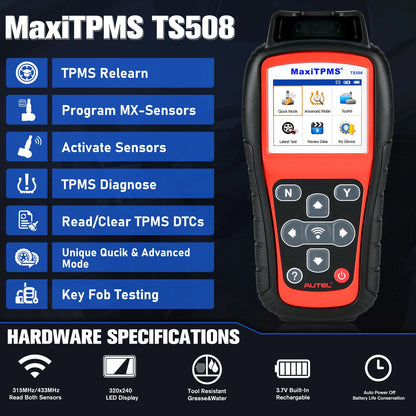 l Maxitpms TS508WF TPMS Tool Sensor Progarmming/ Relearn/ Activate TPMS Reset Read/Clear TPMS Dtcs