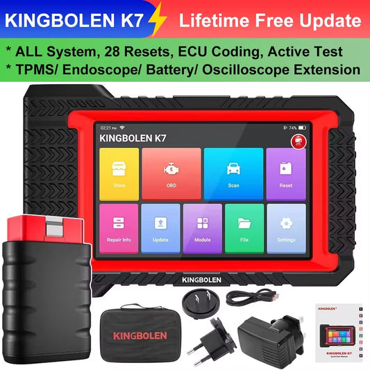 KINGBOLEN K7 Comprehensive Automotive Diagnostic Tool with ECU Coding, Active Testing, and 28 Reset Functions - Lifetime Free Updates, Comparable to LAUNCH X431 and CRP919E BT