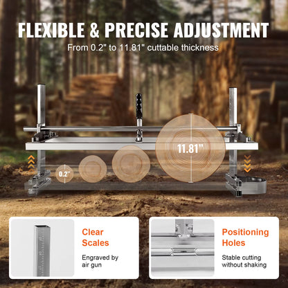 Succebuy Adjustable Chainsaw Mill Guide Bar for Planking - 14"-36" with 0.2"-11.81" Cut Thickness for Builders and Woodworkers