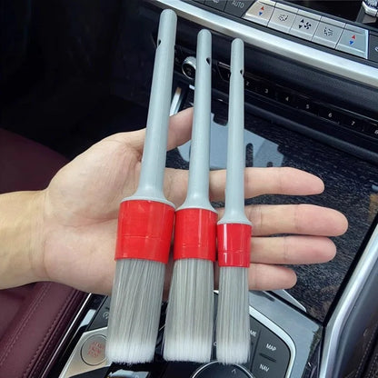 3-Piece Boar Hair Bristle Brush Set for Automotive Exterior and Interior Detailing
