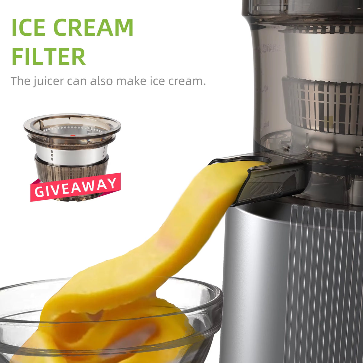 Biolomix Cold Press Juicer with 75mm Feed Chute, 200W Motor, 40-65 RPM Slow Masticating Juice Extractor for Whole Fruits