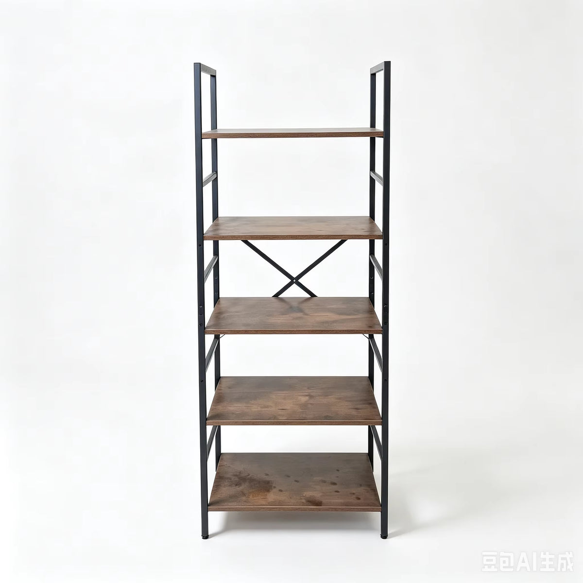 5 & 6 Tier Industrial Rustic Wood Bookcase with Black Metal Frame - Freestanding Multipurpose Storage Organizer for Bedroom, Living Room, Office, Kitchen, and Plant Decor