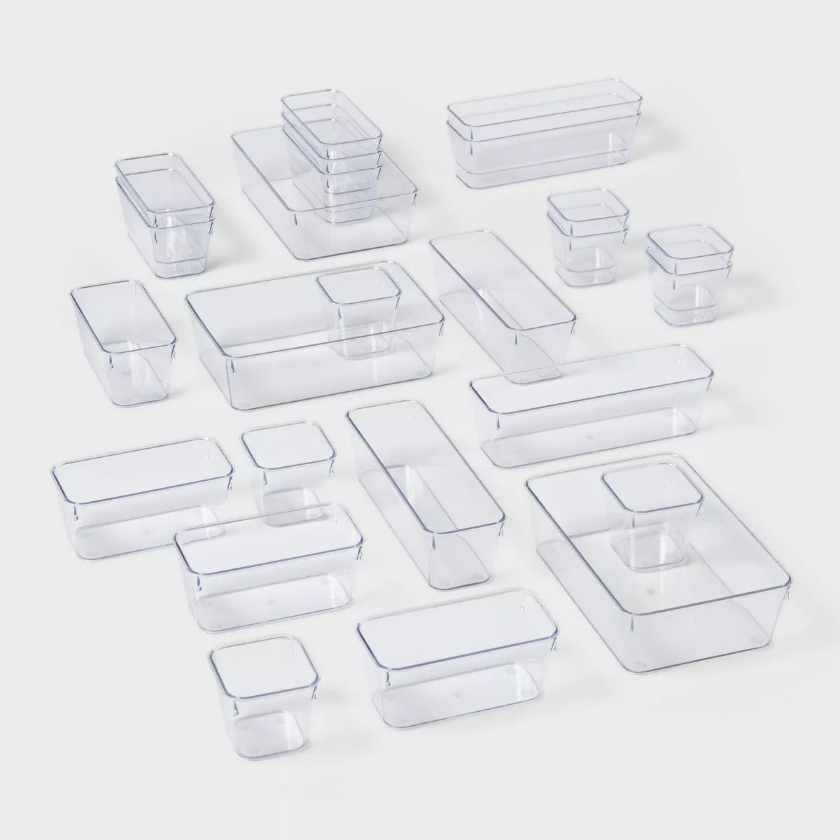 25-Piece Contemporary Drawer Flatware Organizer - Clear In-Drawer Storage, PETG Material, Hand Washable