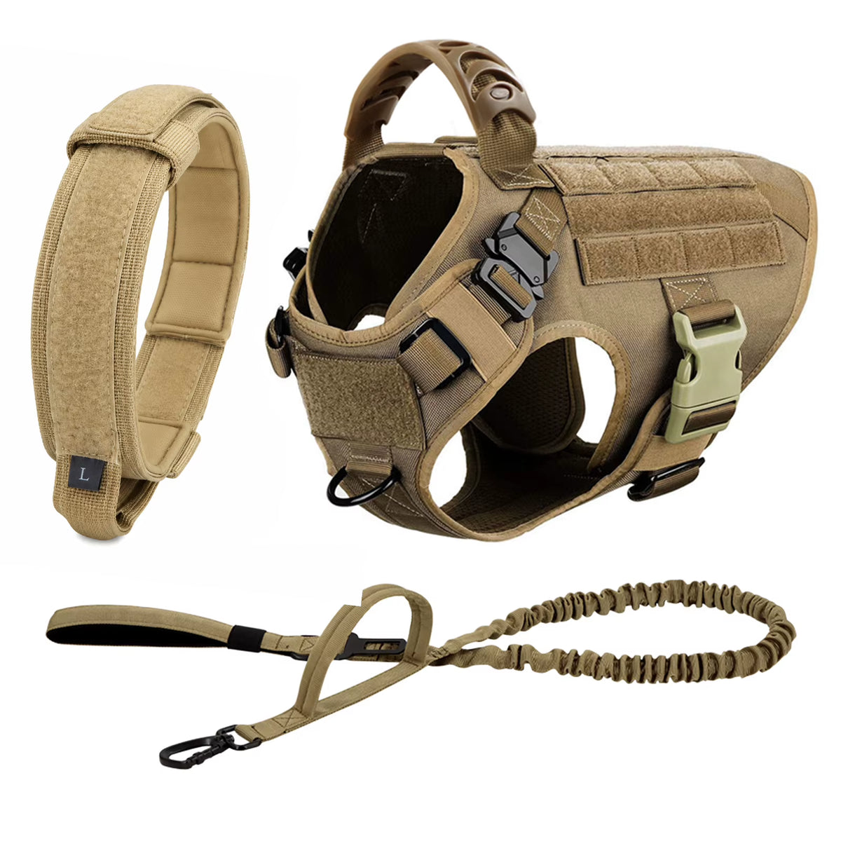 Large Dog Harness and Leash Set for German Shepherds and Malinois - Training and Walking Vest with Collar for Medium to Large Dogs