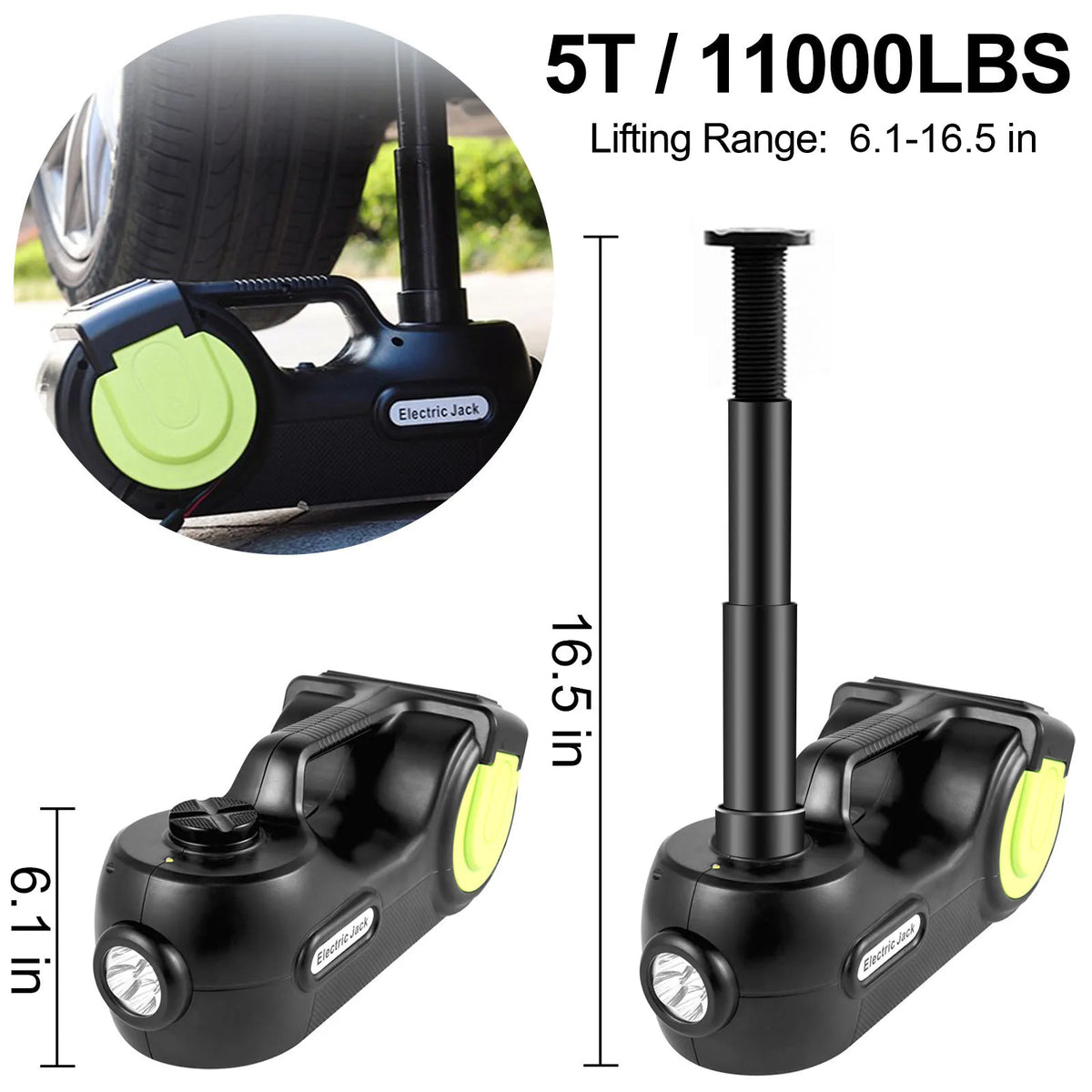 Succebuy 4-in-1 Portable Electric Car Jack with Hydraulic Lift, Impact Wrench, Tire Compressor, and LED Light for Automotive Repair
