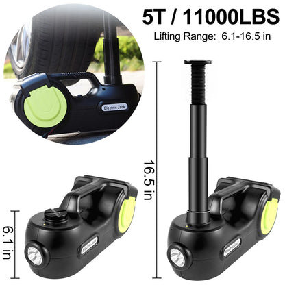 Succebuy 4-in-1 Portable Electric Car Jack with Hydraulic Lift, Impact Wrench, Tire Compressor, and LED Light for Automotive Repair