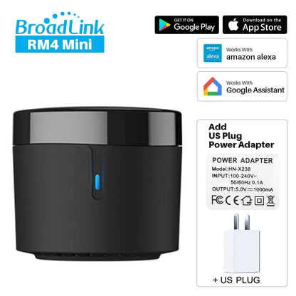 Broadlink RM4 Mini Smart Infrared Home Remote Control Aleax Voice Control Compatible with Google Home & & Alexa Smart Home HUB