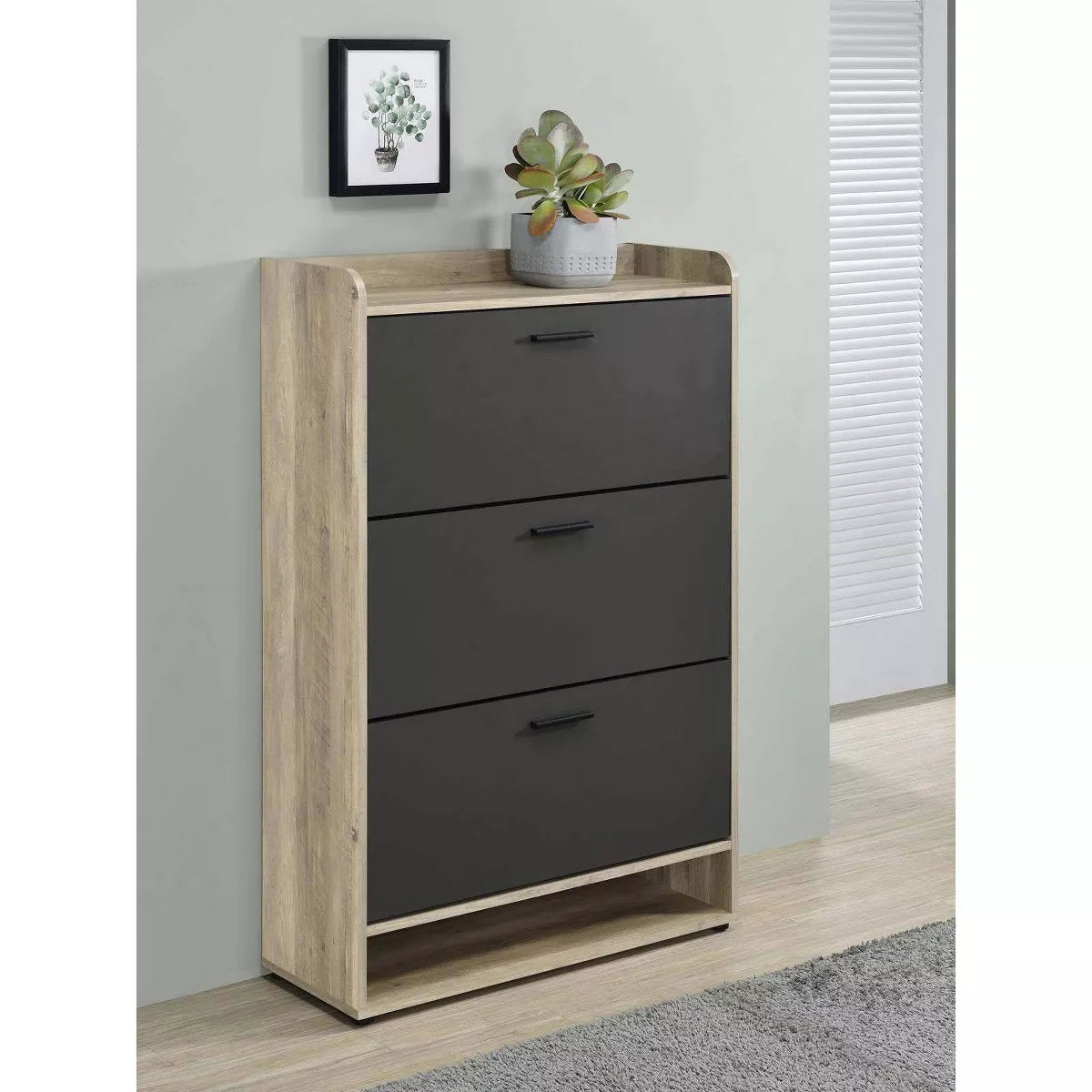 3 Tier Modern Wood Shoe Cabinet