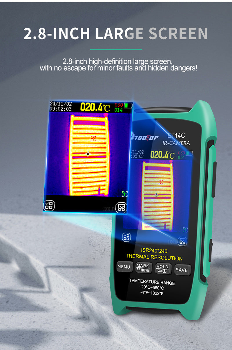 TOOLTOP ET14C+ 2.8Inch Thermal Imager 25Hz Home Thermal Imaging Camera Isr240X240 Thermography with Stand Electrical Fault Detect
