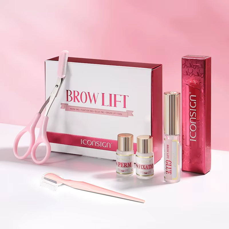 Professional DIY Eyebrow Perming Kit - ICONSIGN Brow Lamination Set for Home Use, Lasts 45-60 Days