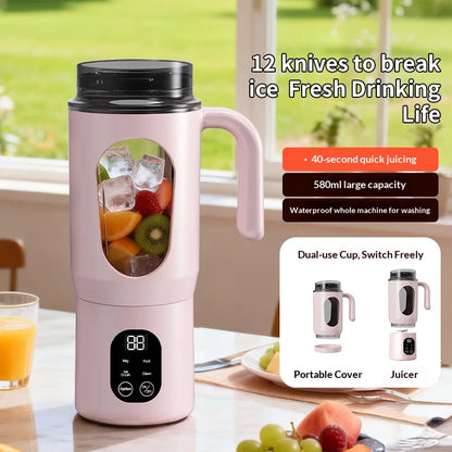 Portable 580ML Juice Maker and Blender with 8 Blades - Durable 2-in-1 Extractor for Smoothies and Shakes