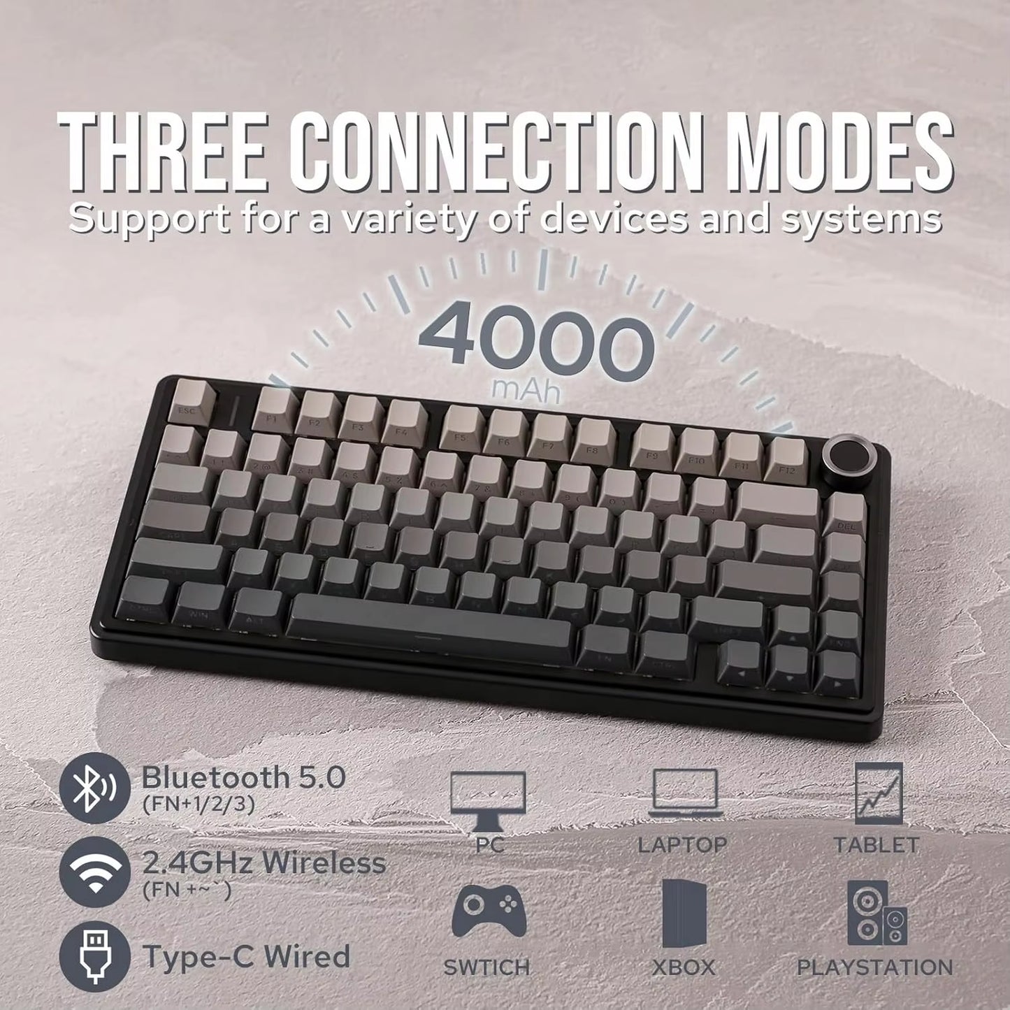 AULA F75 Pro Gasket Mounted Wireless Gaming Mechanical Keyboard RGB Customized 75% Layout Side-Engraving PBT Keycaps