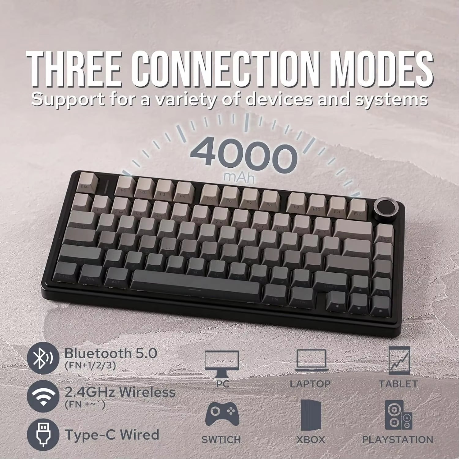 AULA F75 Pro Gasket Mounted Wireless Gaming Mechanical Keyboard RGB Customized 75% Layout Side-Engraving PBT Keycaps